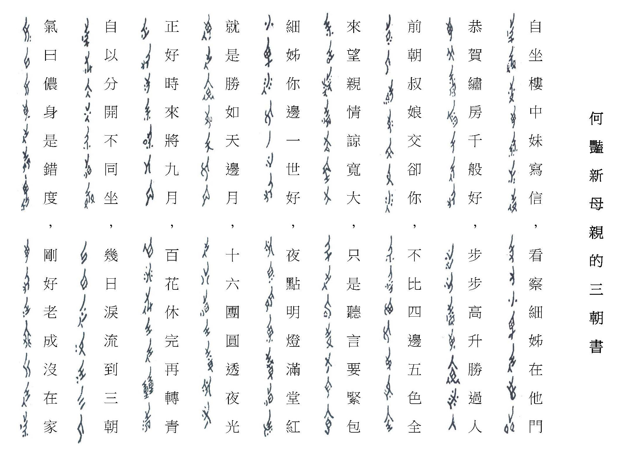 女書與漢字的對照圖片來源│劉斐玟