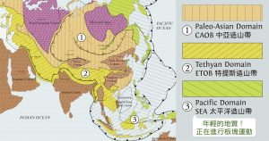 現今的東南亞正在發生造山事件，類似西藏在 6000 萬年前發生的事。圖│研之有物(資料來源│Ren, J.S. et al. / Journal of Asian Earth Sciences 72 (2013) 3-11)