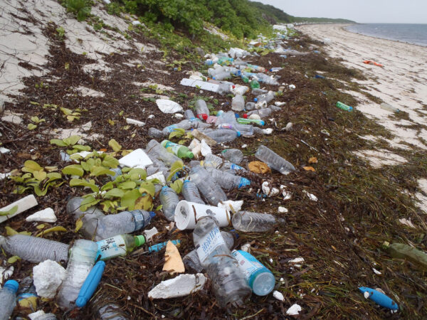 鄭明修發現東沙島海漂垃圾多得嚇人，圖片為東沙島岸上的海漂垃圾。圖│鄭明修