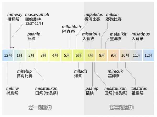 隨著水稻一年兩期收穫的增加，里漏部落的農耕祭儀也變成兩個週期循環。 圖｜研之有物（資料來源｜劉璧榛）