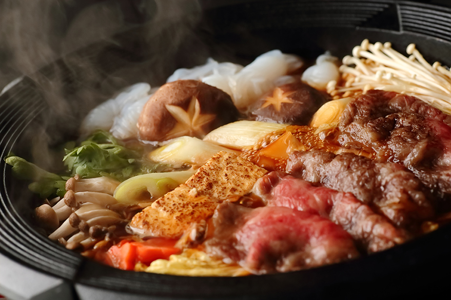 Sukiyaki is a type of Japanese hot pot featuring beef, tofu and vegetables. Photo from iStock