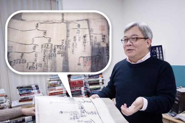 除了「蕃人研究標準」，陳偉智再拿出一幅「漢人信仰及迷信」樹狀圖，上頭分門別類地記錄下伊能的調查成果。 圖｜研之有物