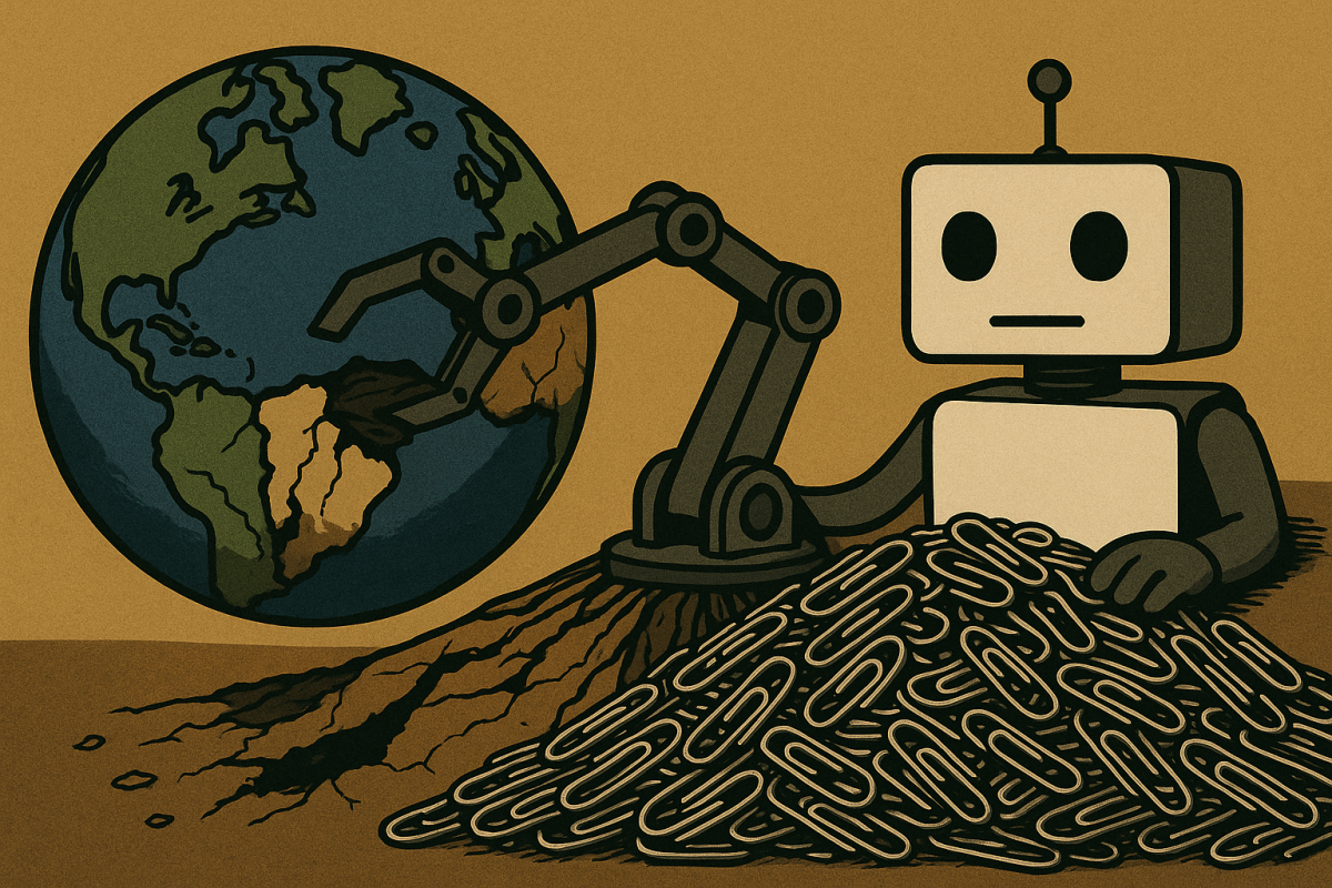 一個徹底執行指令的 AI,會不會為了達成「最大化生產迴紋針」目標,把地球資源榨取殆盡? 圖|OpenAI DALL·E